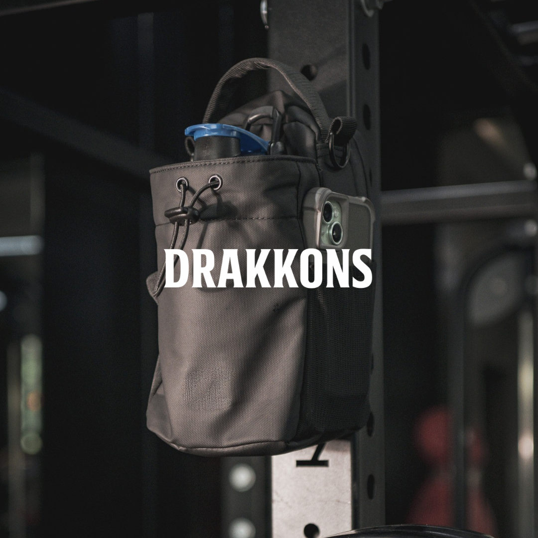 Bolsa magnética de gym negra porta celular y botella Drakkons