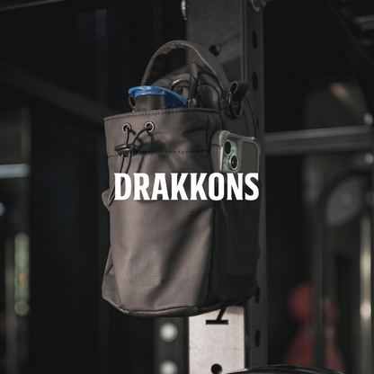 Bolsa magnética de gym negra porta celular y botella Drakkons