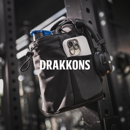 Bolsa magnética de gym negra porta celular y botella Drakkons