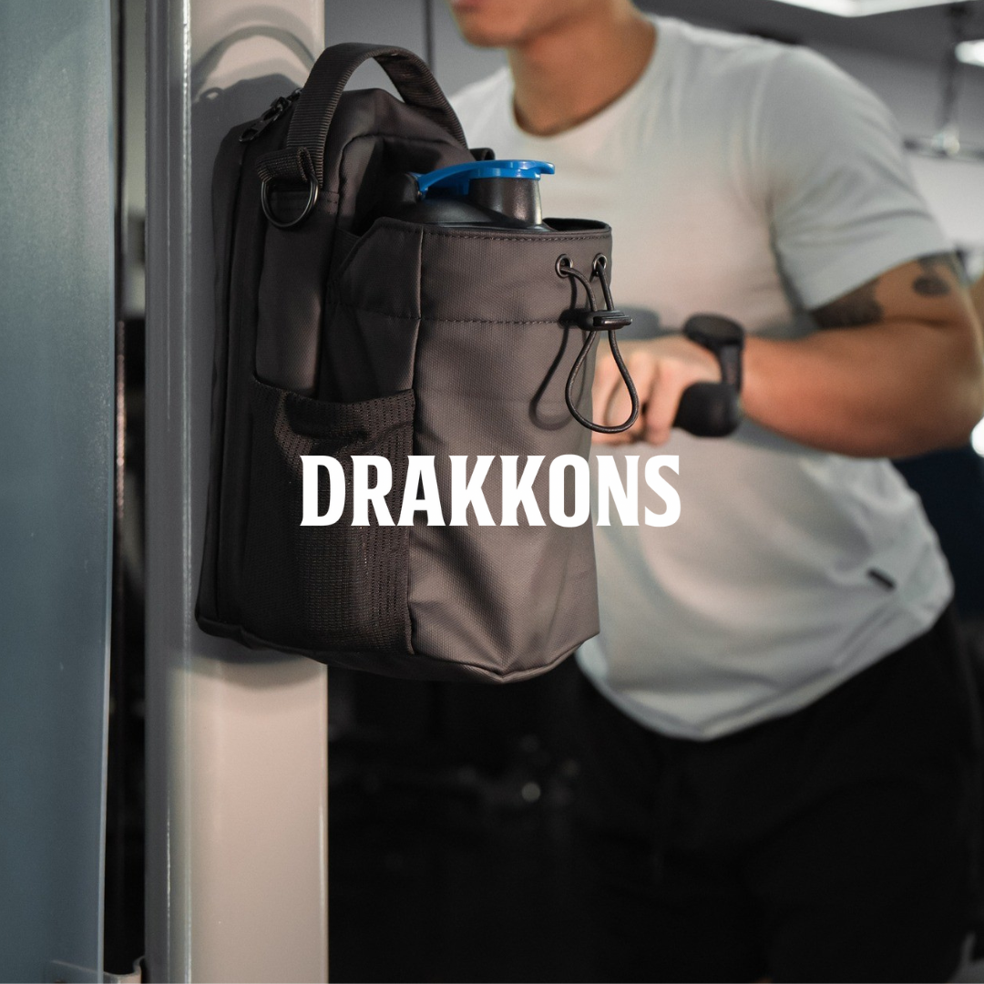 Bolsa magnética de gym negra porta celular y botella Drakkons